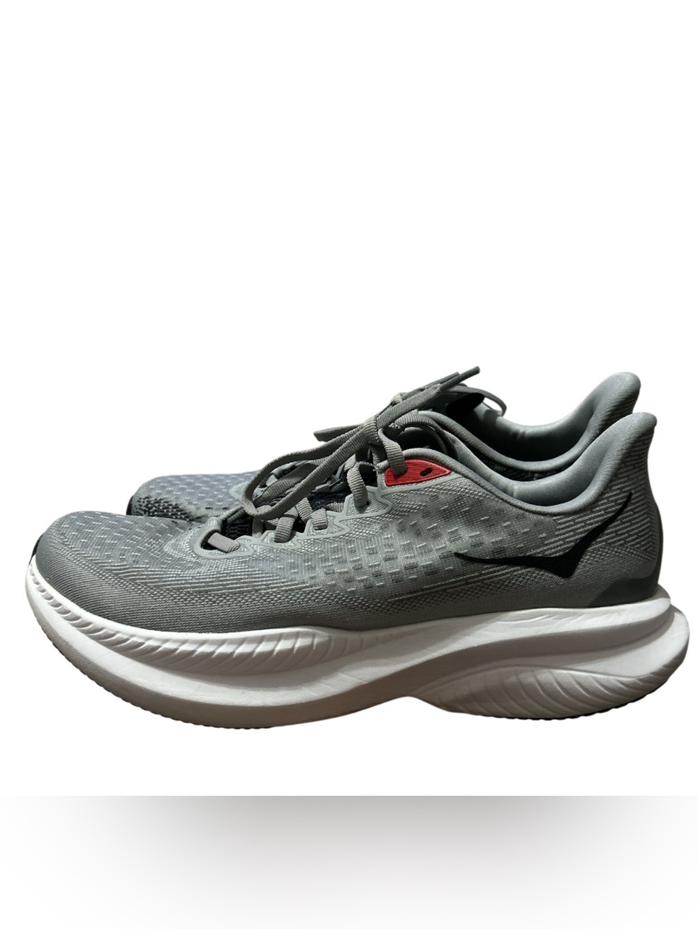 HOKA Mach 6 running shoes in the Stellar Grey and Black colorway Size 9D